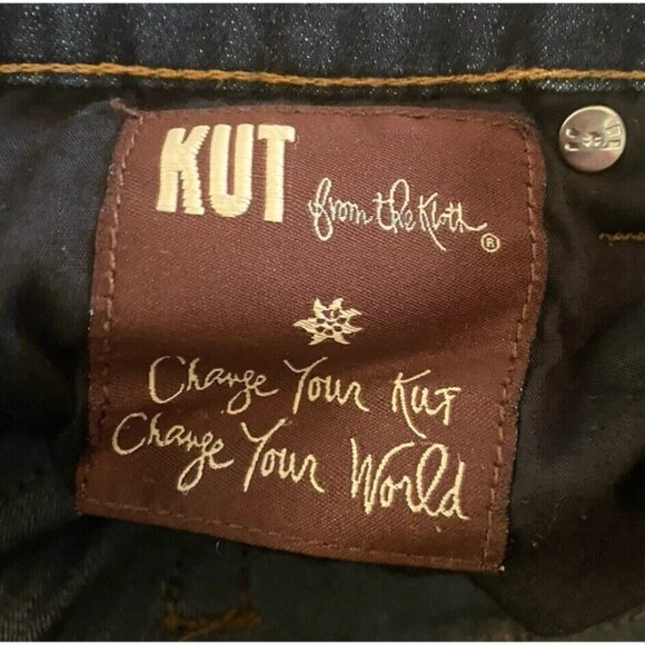 KUT‎ from the Kloth Cuffed Ankle Straight Leg Capri Crop Pant Dark Wash Jeans 2 - Picture 7 of 8